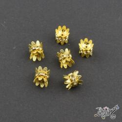 Arany-áttetsző színű virág szirmos strasszos köztes - (1 db)