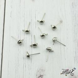  Orvosi fém bedugós félgömb fülbevaló alap (1 pár)