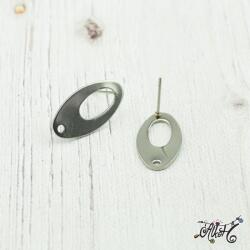  Orvosi fém ovális, bedugós fülbevaló alap (1 pár)