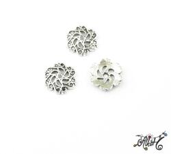  Tibeti ezüst nagyméretű gyöngykupak, virág