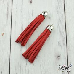 Velúr hatású bojt, hosszú (7, 5cm) - piros