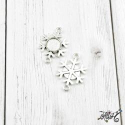  Tibeti ezüst hópihe összekötő medál alap, 12mm