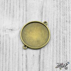  Kétoldalas összekötő medál alap - antik bronz (25 mm)