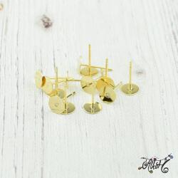  Orvosi fém ragasztható bedugós fülbevaló alap, arany (6mm)