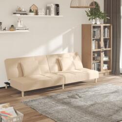 vidaXL Canapea extensibilă cu 2 locuri, 2 perne, crem, textil (375795)