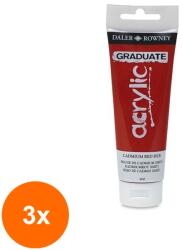 Daler-Rowney Set 3 x Culori Acrilice Graduate Daler Rowney - Crimson - 120 ml (CUL-3xFL123120542)