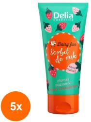 Delia Cosmetics Set 5 x Crema de Maini Sorbet de Fragi, Delia Cosmetic Dairy Fun, 50 ml