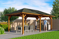 SKAN HOLZ Kerti pavilon nyitott garázs Orleans 4méret 374 x 656 cm, Dió barna (371808-03-31)