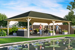 SKAN HOLZ Kerti pavilon nyitott garázs Orleans 4méret 569 x 1046 cm, natúr kezeletlen faanyag (371839-00-31)