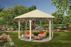 SKAN HOLZ Hatszögletű kerti pavilon Nancy 3méretben 480cm átmérő 180cm pillérköz, natúr kezeletlen faanyag (371624-00-31)