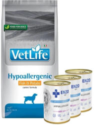 Farmina Vet Life Canine Hypoallergenic Fish&Potato 12kg+3xENZO VET Hypoallergenic diet with rabbit for dogs 400g