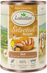 Lukullus 24x400g Lukullus Selected Recipes: finom kacsaszív nedves kutyatáp