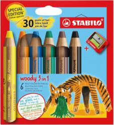 STABILO woody 3 in 1 Anniversary Edition Tigris Színes ceruza, 6 db + hegyező