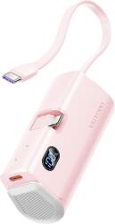 Vention LED Display 4800mAh Power Bank (USB-C + Lightning + USB-C) 22.5W Pink Foldable Lightning Type (FHRP0)