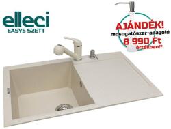 Elleci Easy 300 G62 Bianco Antico gránit mosogatótálca ajándék csappal és mosogatószer adagolóval (EASY5SZETT)