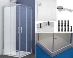 Sanotechnik Cabina dus patrata, Sanotechnik Elite, profil argintiu, 90 x 90 x 195 (E90SCS)