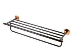 FDesign Suport prosop simplu FDesign Merida negru-rose gold 57.4 cm cu raft (FDSFD6-MRD11-25)
