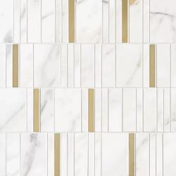 Marazzi Faianta rectificata, cu efect de marmura, Marazzi Allmarble Golden White M93N Allmarble Decoro Rose Golden White Satin (M93N Allmarble Decoro Rose Golden White Satin)