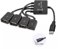  Type-C OTG HUB kábel Type-C USB HUB kábel, 3db x USB 2.0, 1db Micro USB csatlakozóval okostelefonhoz / számítógéphez / laptophoz / táblagéphez / PC-hez (Type-C OTG HUB kĂĄbel)