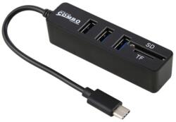 type-C_hub_usb_microsd_sd Type-C OTG HUB fekete 3db USB Port, Micro SD és SD kártya olvasó (type-C_hub_usb_microsd_sd)