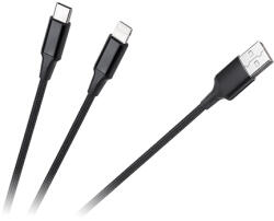Cabletech Cablu Usb A - Usb C/lightning (2+1) 1m (kpo3944) - global-electronic