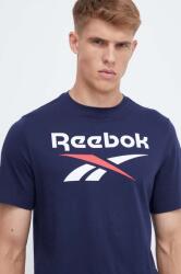 Reebok pamut póló sötétkék, nyomott mintás - sötétkék L