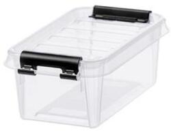 SMARTSTORE Műanyag tárolódoboz, 0, 3 liter, fekete fogantyúkkal, SMARTSTORE "Classic 0, 5", átlátszó (CSDSMART23) - tintasziget