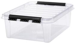 SMARTSTORE Műanyag tárolódoboz, 21 liter, fekete fogantyúkkal, SMARTSTORE "Classic 24", átlátszó (CSDSMART37) - tintasziget