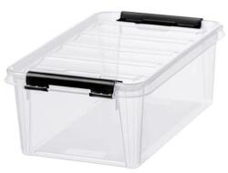 SMARTSTORE Műanyag tárolódoboz, 3, 6 liter, fekete fogantyúkkal, SMARTSTORE "Classic 5", átlátszó (CSDSMART29) - tintasziget