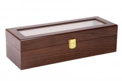 Barna Lakkozott Fa óratartó Doboz 6 órának - orabox