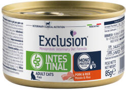 Exclusion Veterinary Diet Cat Intestinal Pork and Rice nedves eledel macskának 85g