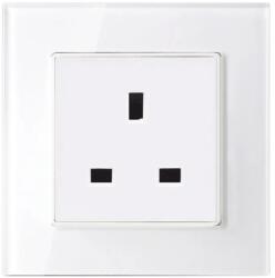 ELMARK Priza tip UK 13A cu rama de sticla alba, 195024/WH (195024/WH)