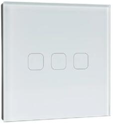 ELMARK Intrerupator triplu Touch alb sticla 1000W inteligent Smart Wi-Fi, 195009/WH (195009/WH)