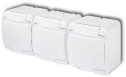 GAO Aquastar földelt csf. dugaszolóaljzat, 3-as, gyv. , fehér IP44, komplett, falon kívüli, gyermekvédele (22161)