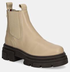Tommy Hilfiger bokacsizma COMBAT LEATHER LOW CHELSEA bézs, női, platformos, FW0FW08089 - bézs Női 40