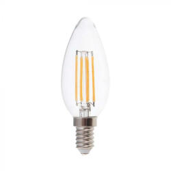 V-TAC Átlátszó LED izzó filament COG E14 C35 4W 6400K gyertya - 214414