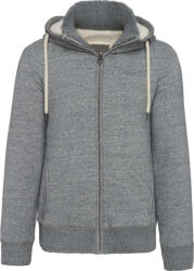 Kariban Férfi sherpával bélelt cipzáras kapucnis pulóver, Kariban KV2312, Slub Grey Heather-S (kv2312sgh-s)