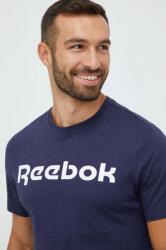 Reebok pamut póló sötétkék, nyomott mintás - sötétkék S - answear - 9 490 Ft