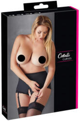 Cottelli Collection Plus Size - harisnyatartós nyitott bugyi (fekete) (23105461061)