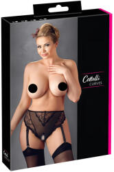 Cottelli Collection / Cottelli Plus Size - csipke harisnyatartós bugyi (fekete) (23103681051)
