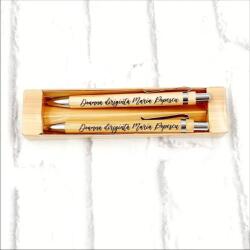 Gravolo Set cadou personalizat - Creion mecanic si pix din bambus (C1201)