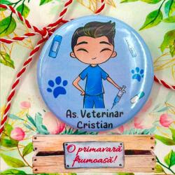 Gravolo Martisor Personalizat Insigna Asistent veterinar (C1437)