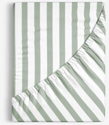 Goldea cearceaf de pat cu elastic din bumbac - dungi verde salvie 120 x 200 cm