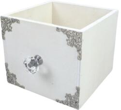  Dekoláda fehér kocka gombbal 13x13x11cm - kosarbolt