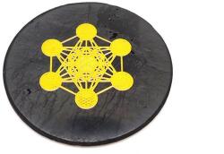 R. M. ékszer Ásványok Shungit korong metatron arany matricás 50mm (024660)