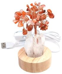 R. M. ékszer Ásványok Lámpa fa talpas USB karneol hegyi életfa 6cm (017458)