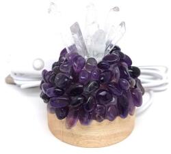 R. M. ékszer Lámpa fa talpas USB ametiszt hegyi félgömb 6cm (017454)