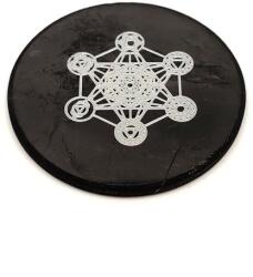 R. M. ékszer Ásványok Shungit korong metatron ezüst matricás 50mm (024656)