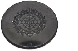 R. M. ékszer Ásványok Shungit korong sri yantra fekete matricás 50mm (024654)
