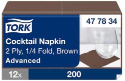 Tork Koktélszalvéta tissue 2 rétegű "barna" 24x24 cm 200 lap/csomag - Tork